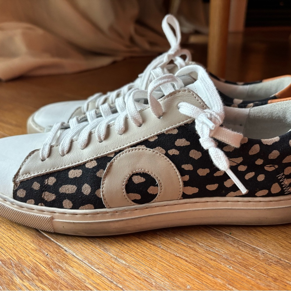 Oliver Cabell women’s low Black and White Sneakers with Brown Accents - Picture 5 of 10